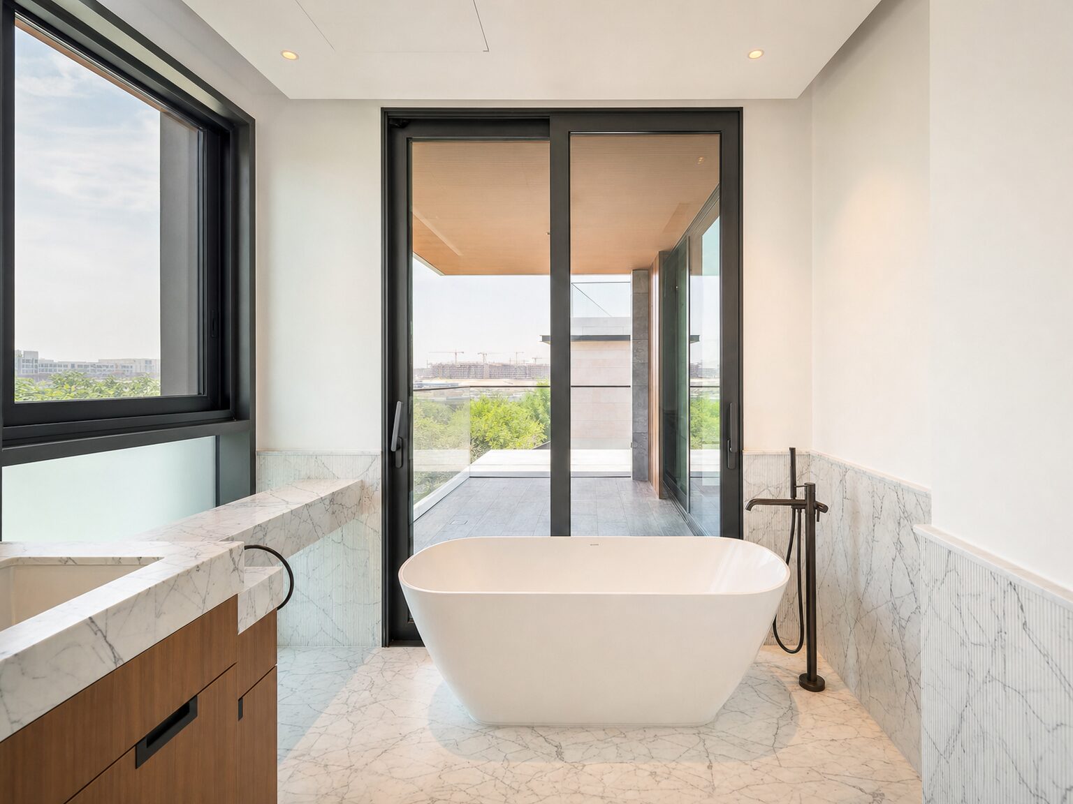 The marble ensuite