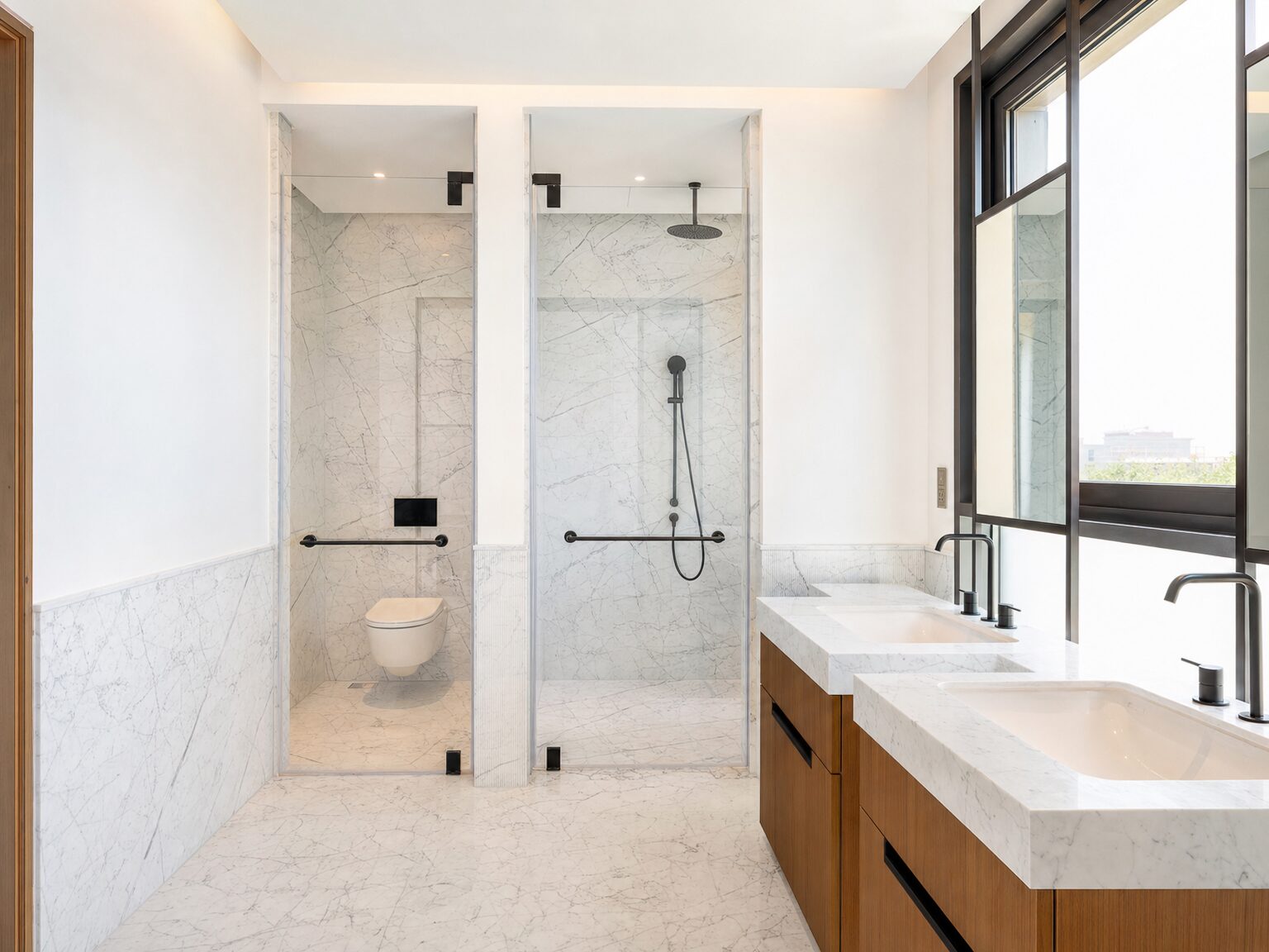 Walk-in shower and vanity